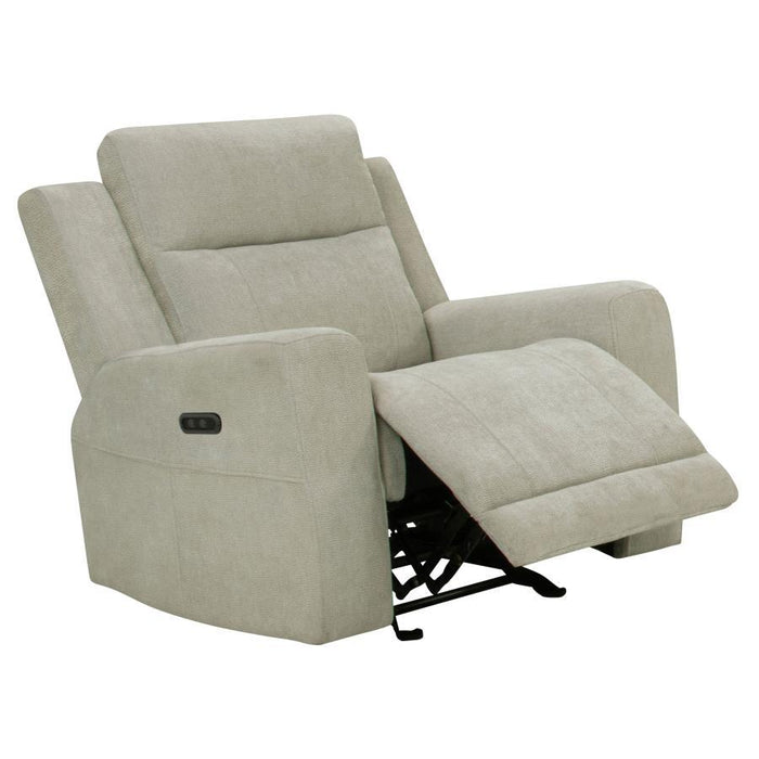 Kennett - Chenille Upholstered Power Recliner Chair - Ivory