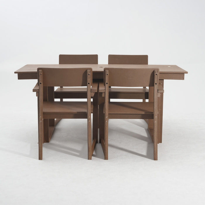 5 Piece Outdoor Dining Set, Table With Umbrella Hole And 4 Armrest Chairs