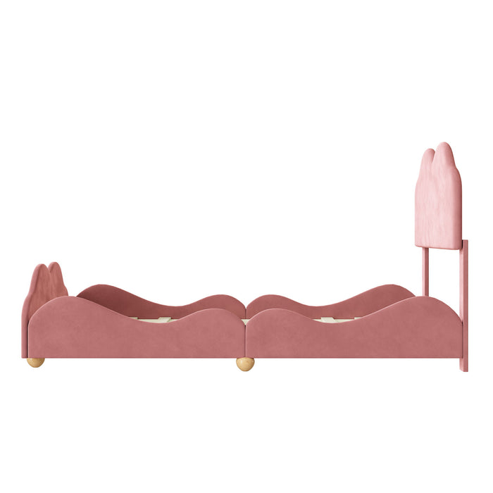 Upholstered Platform Bed With Cloud Shaped Board