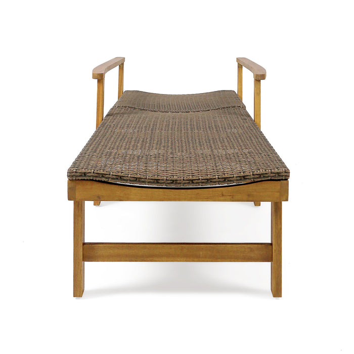 Hampton - Style Wood And Wicker Chaise Lounge With Adjustable Features And Natural - Natural