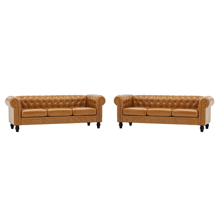 2 Piece Sofa Set With Rolled Armrests