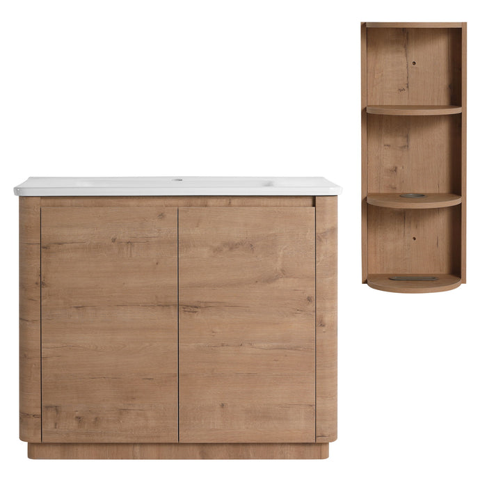 Freestanding Bathroom Vanity With Sink, 2 Soft Close Doors & Storage Rack