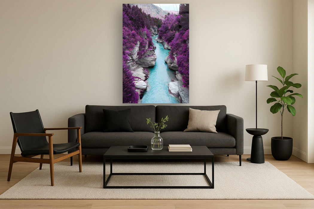 Floating Tempered Glass With Foil Between Mountains - Purple