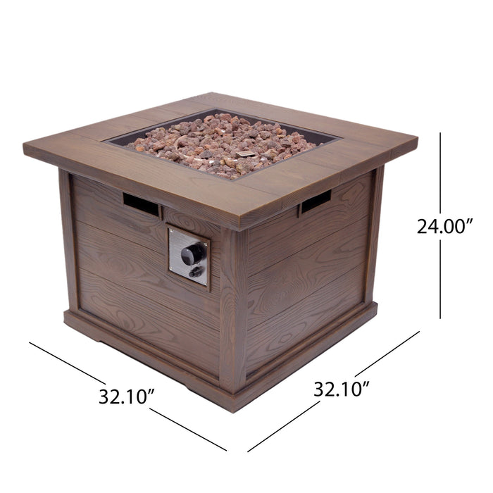 Outdoor Patio Square Gas Burning Mgo Fire Pit, Tank Inside, 40000 Btu