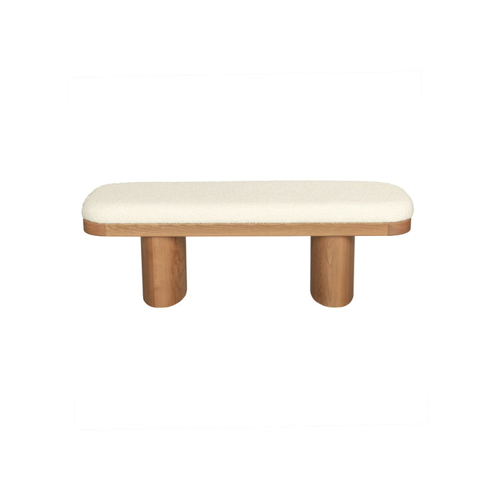 Ollie - Boucle Wooden Bench - White