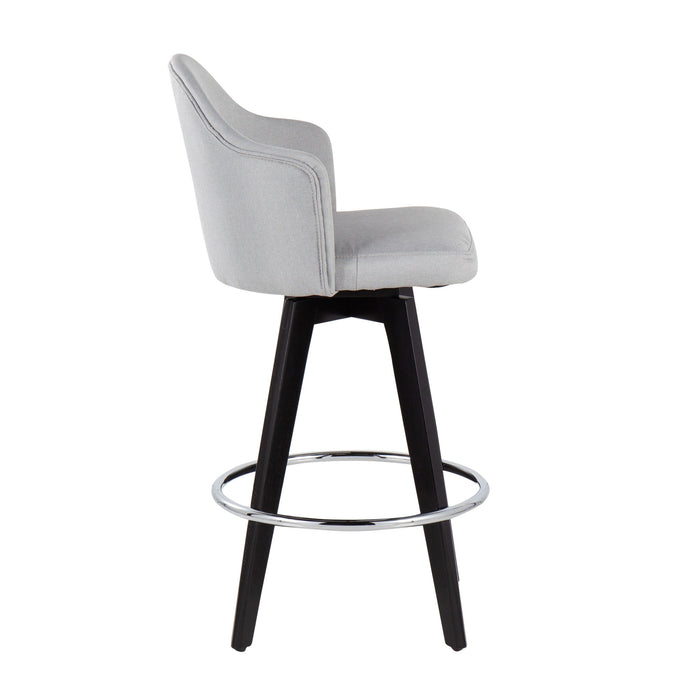 Ahoy - Contemporary Fixed Height Counter Stool Round Chrome Footrest (Set of 2) - Gray
