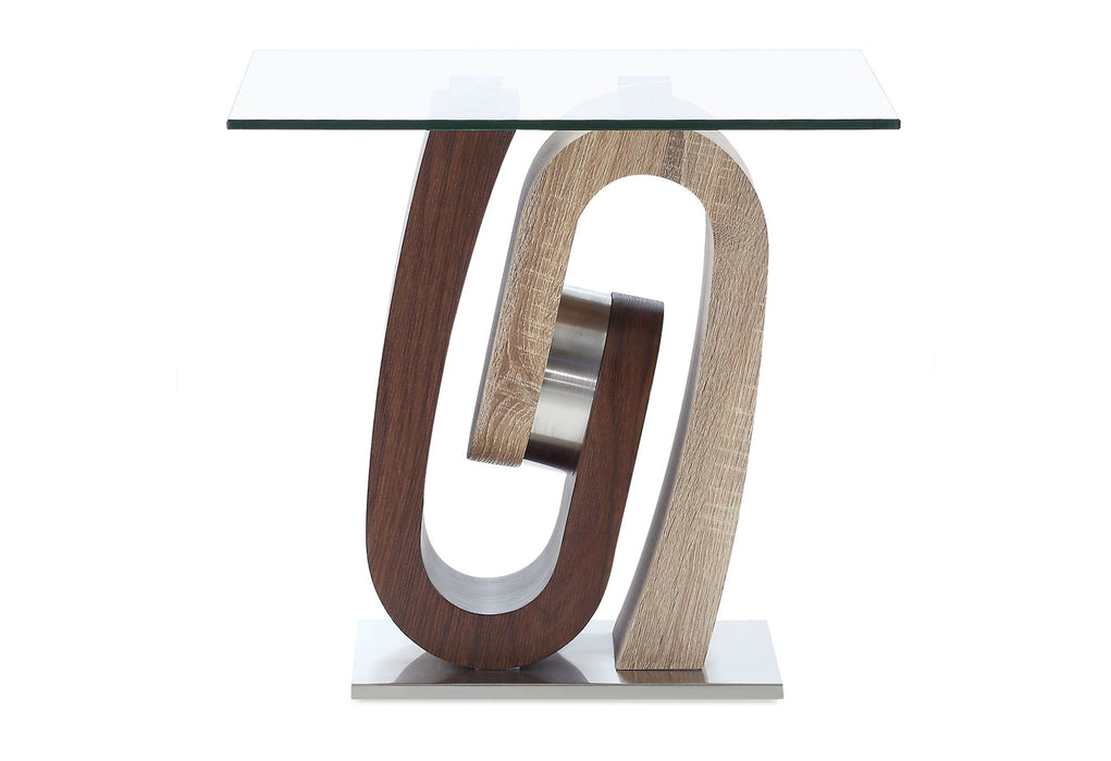 T4126 - End Table - Dark Brown / Oak / Silver