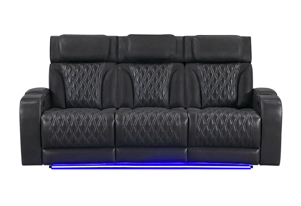 U8611 - Power Reclining Sofa With Power Headrest And LED - Charcoal