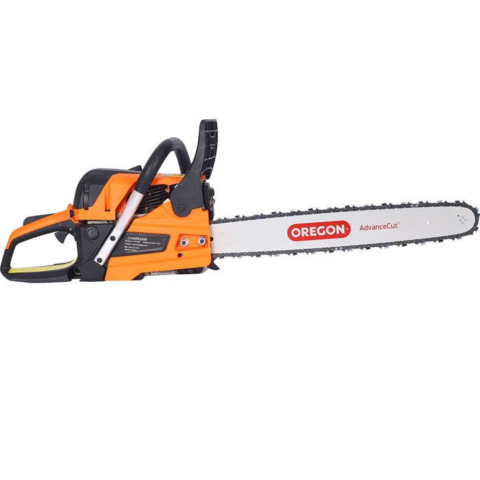 Gasoline Chainsaw 20" 52Cc For Tree And Wood Cutting - Orange