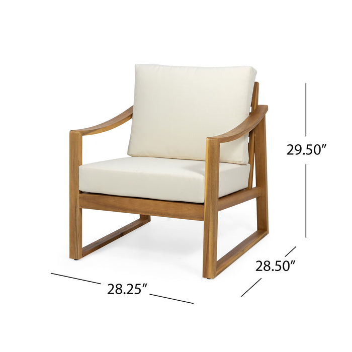 Outdoor Acacia Wood Club Chairs With Water Resistant Cushions - Teak / Beige
