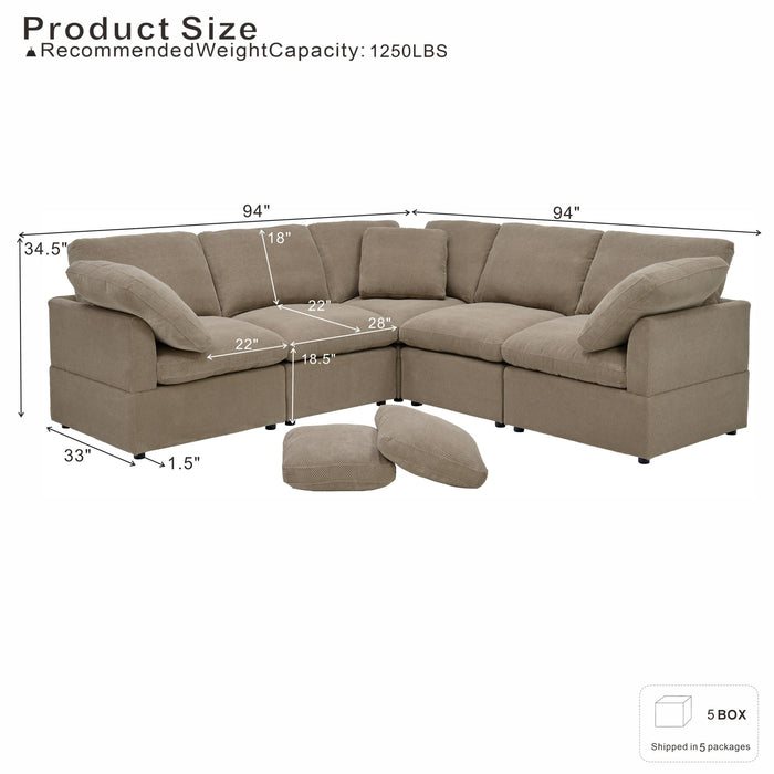 Modular Cloud Sofa With Freely Configurable Corner, L - Shaped Living Room Sofa - Camel