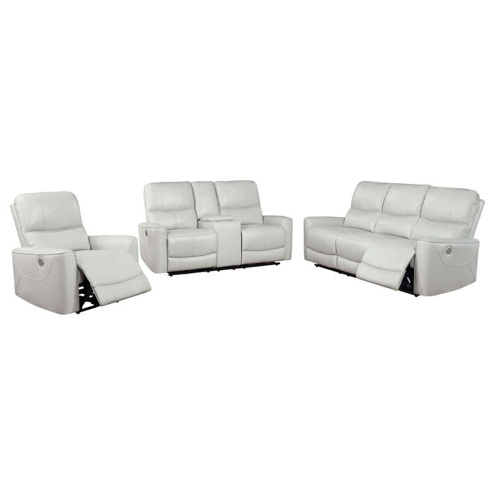 Amberly - 3 Piece Power Reclining Sofa Set - Light Gray