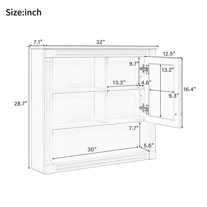 Wall-Mounted Bathroom Cabinet With Mirror And Adjustable Shelves