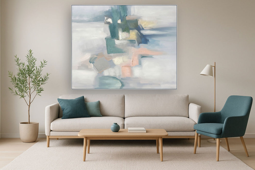 Frosted Pastel Mosaic - 56" x 70" Framed Wall Art