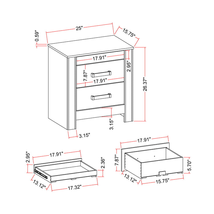 Lorenzo - Nightstand With Hidden Compartment And Handles - Silver