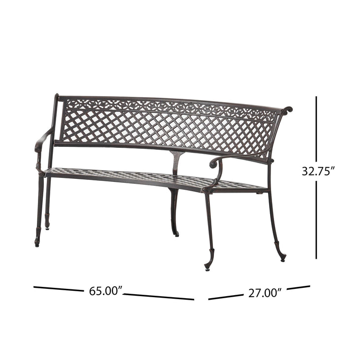 Sector - Bench With Curved Design And Diamond Cross Seat - Copper