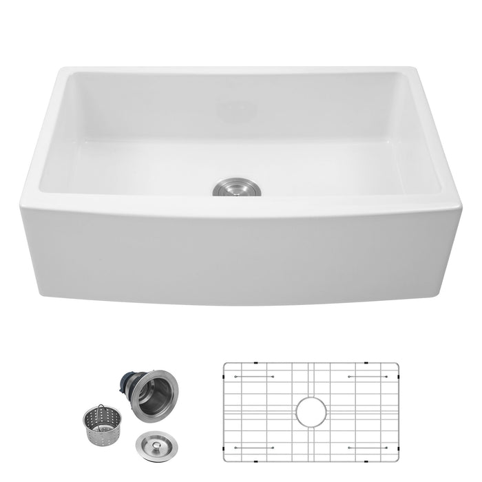 Farmhouse Sink, Apron Front Single Bowl With Arch Edge Design