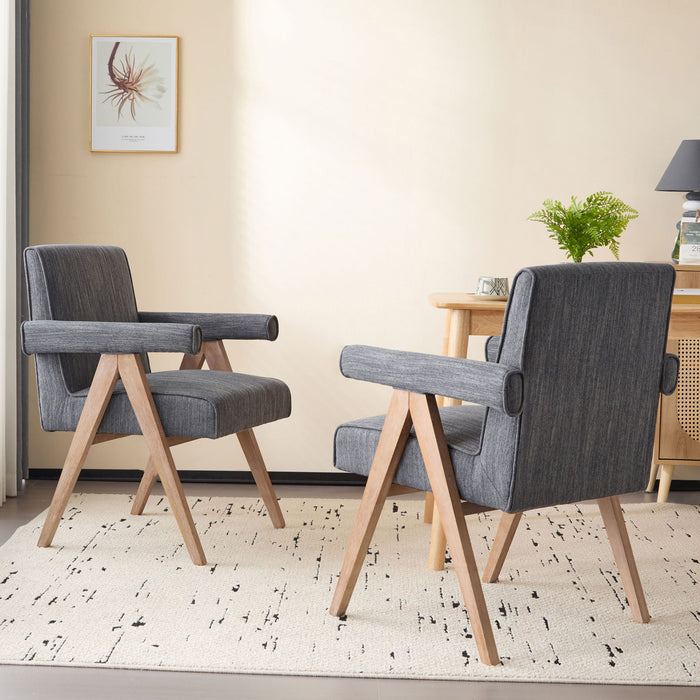 Contemporary Poppy Fabric Dining Armchair With Rubberwood Legs