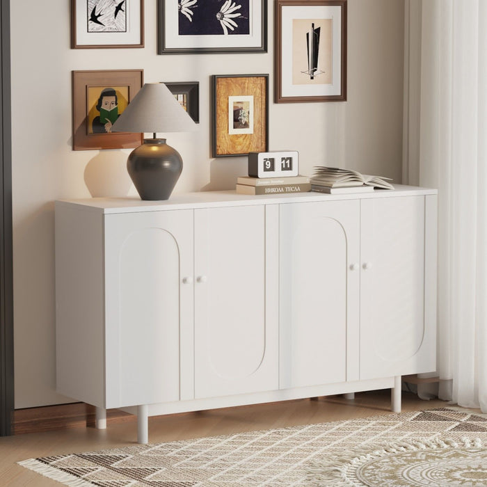 4 Door Storage Cabinet For Living Room - White