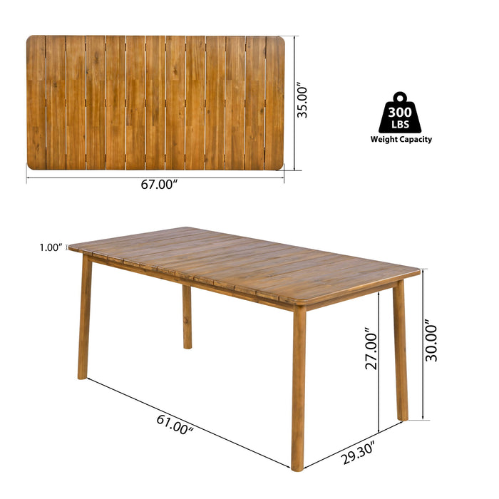 Visola - Outdoor Dining Table With Classic Slatted Top - Teak