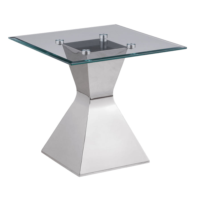 Jenny - Glass Top Stainless Steel Table