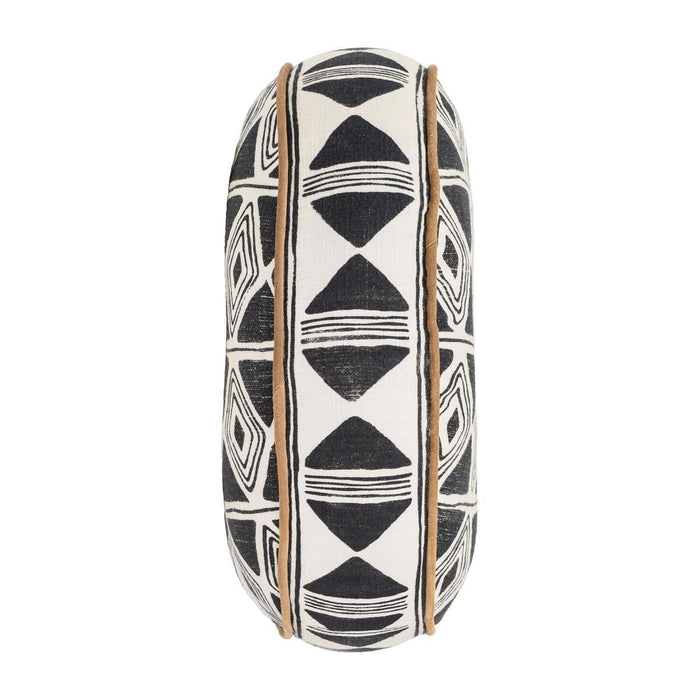 Radiant Oasis - 18" Round Nubia Pillow - Black / White