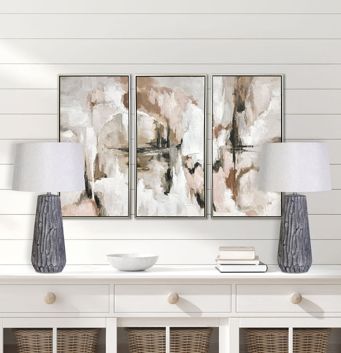 "Textured Elegance" Ceramic Table Lamp (Set of 2) - Gray