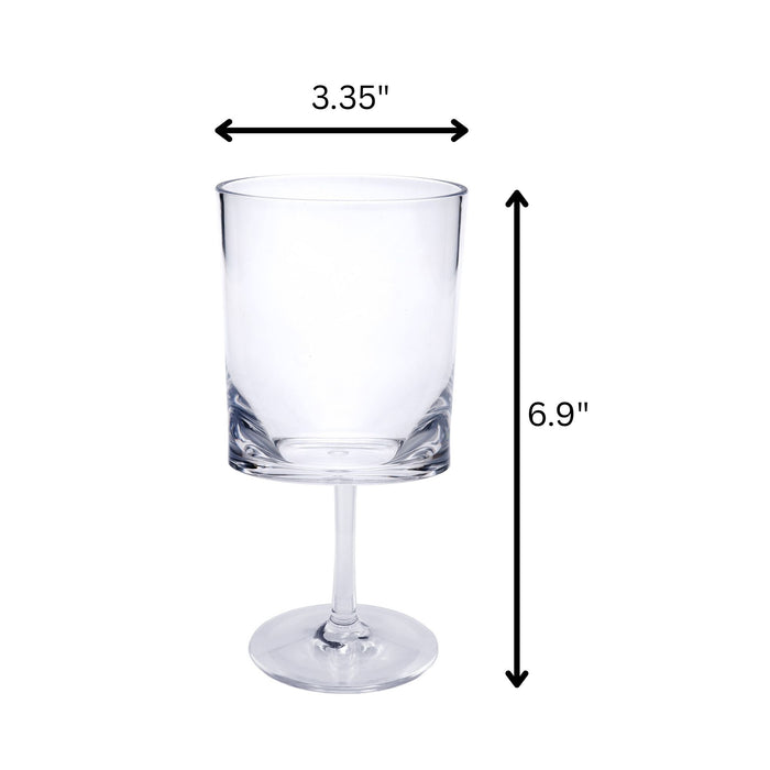 Halo - Leadingware Oval Plastic Wine Glasses (Set of 4) Unbreakable Bpa Free Acrylic, 12Oz - Clear