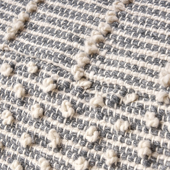 Diamond - Handcrafted Faux Yarn Pouf - Ivory / Gray