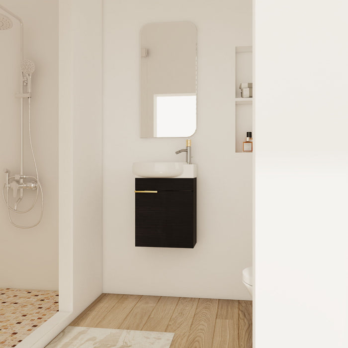 Soft Close Doors Bathroom Vanity With Sink, Compact Wall Mounted Design Basin