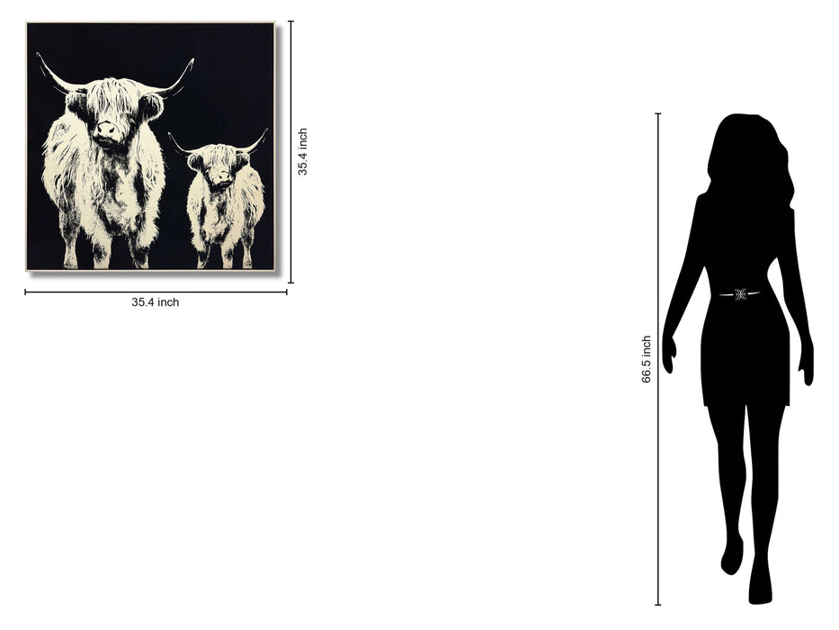 Nocturne Highland Silhouettes - 35" x 35" Framed Wall Art