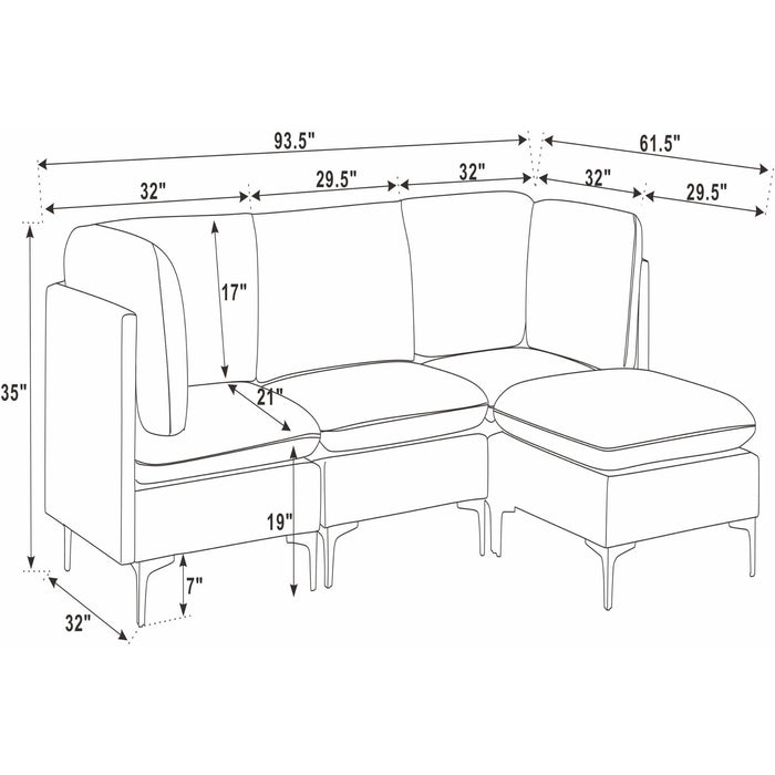 Upholstered Modular Sectional & Tall Legs