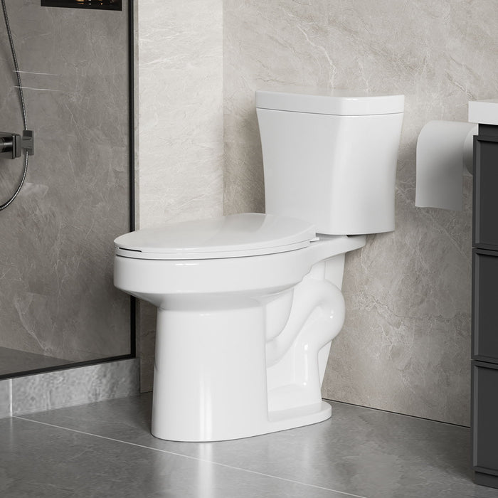 Gloss 2 Piece Toilet With 1.28 Gpf Tornado Flush, Rimless Bowl, Soft Closing Seat - Gloss White