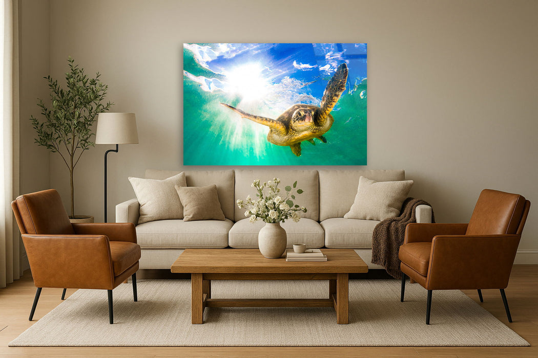 Tempered Glass With Foil - Sea Turtle - Green