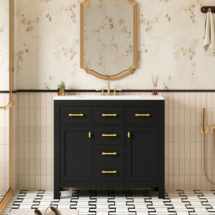 Bathroom Vanity With Sink, Cabinet With 4 Drawers & 2 Soft Close Doors, Rectangular Storage Unit For Bathroom