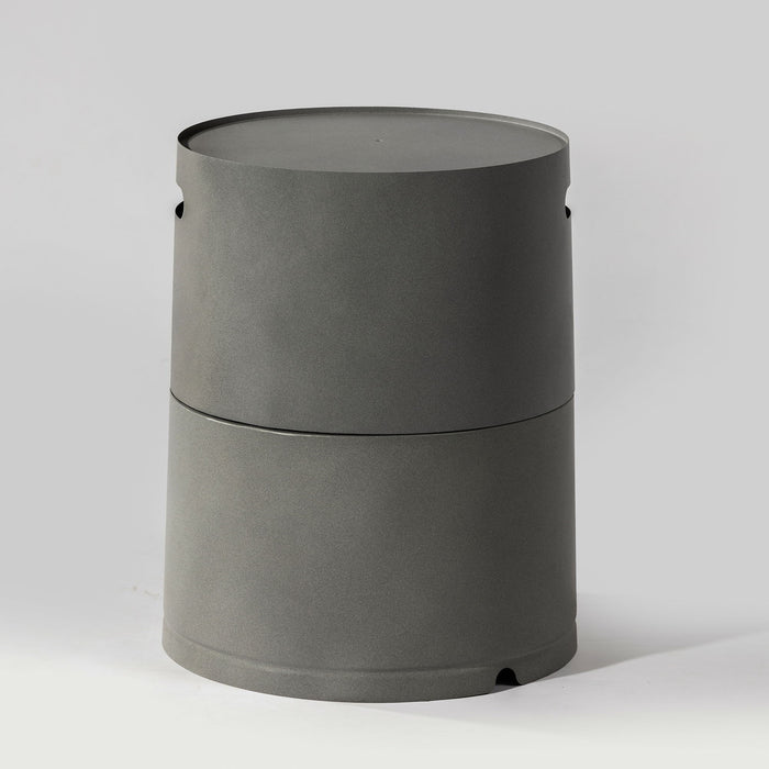 Steel Propane Tank Cover Round Tank Holder Hide Away Side Table - Gray