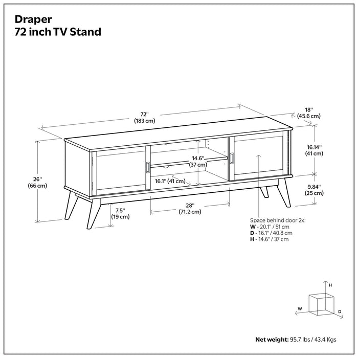 Draper - Handcrafted Mid Century Low TV Media Stand