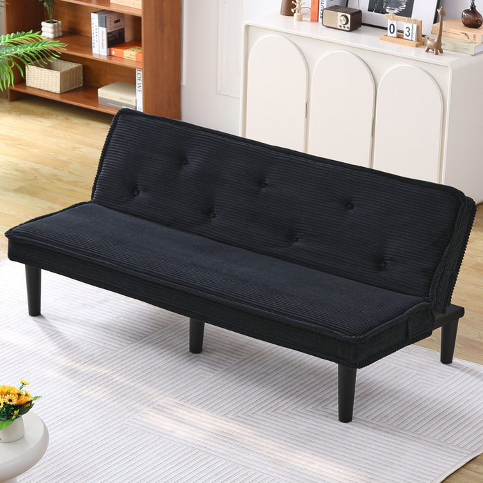 Versatile Corduroy Sofa Bed With Solid Wood Frame