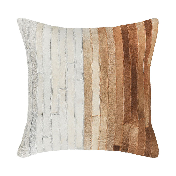 Radiant Oasis - 20" x 20" Meru Hide Pillow - Tan Multi