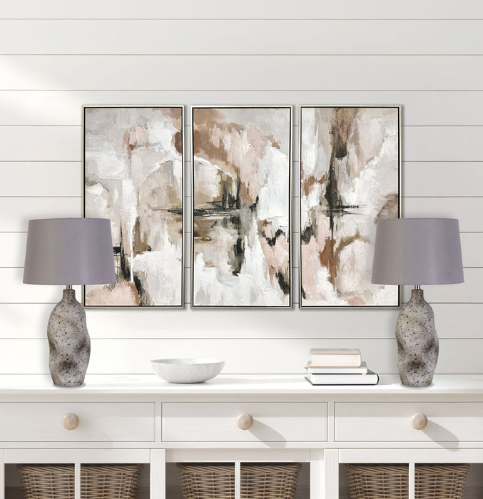 "Stonehaven Elegance" Ceramic Table Lamp (Set of 2) - Natural Stone
