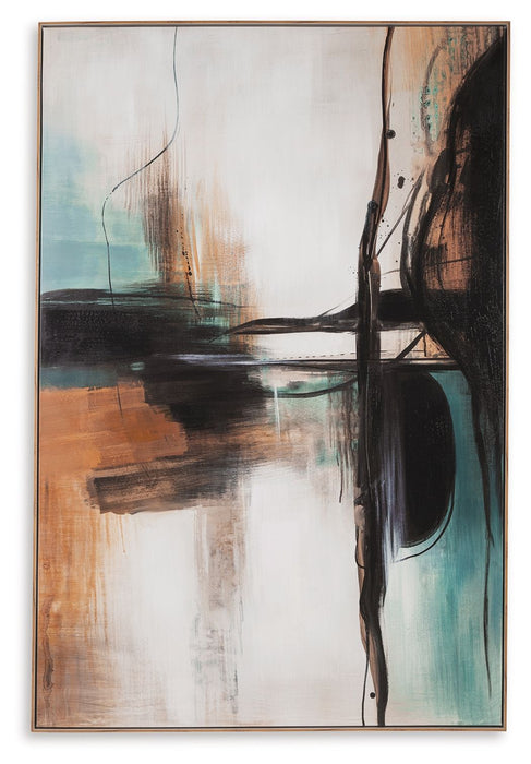 Brunonia - Verde azulado / Naranja / Negro - Arte de pared