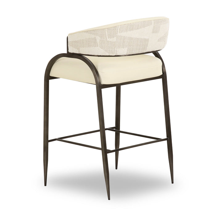 Tatum - Vegan Leather And 2-Tone Jacquard Counter Stool - Cream