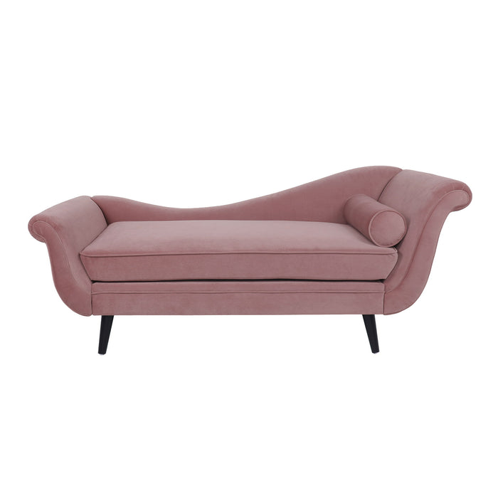 Auroral - Velvet Upholstered Chaise Lounge With Scrolled Arms And Tapered Legs
