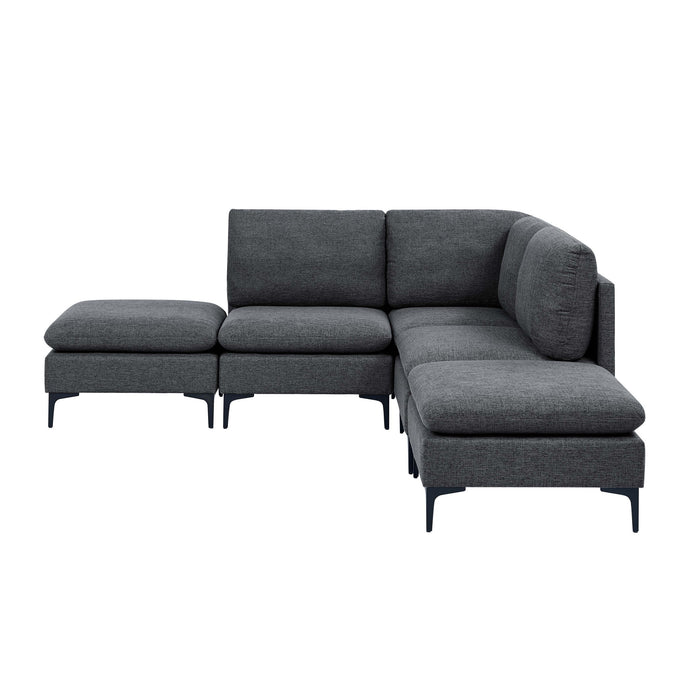 Upholstered Modular Sectional With Tall Legs, Medium Firm Seat