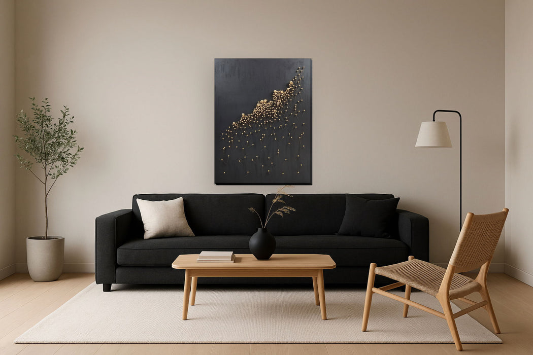 Golden Cluster Drift - 36" x 48" Framed Wall Art