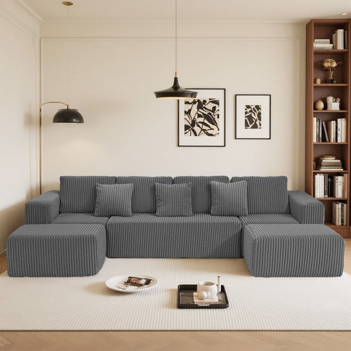 Modular U-Shaped Sectional Sofa With Reversible Design