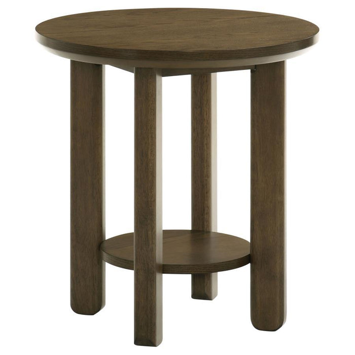 Ottowa - Round Wood Table With Shelf