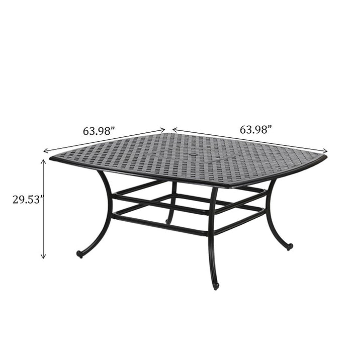 Square 8 Person 63.98" Long Dining Set With Dupione Brown Cushions