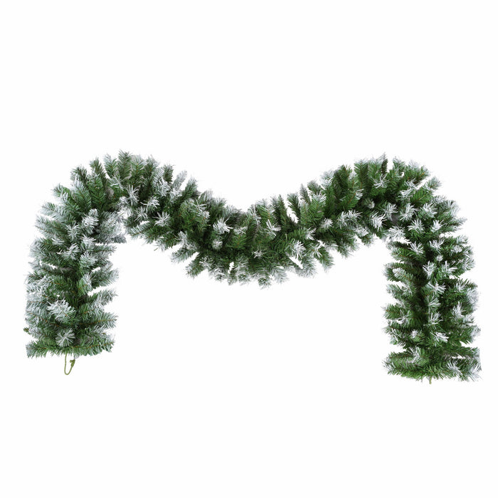 Artificial Christmas 3 Piece Set Wreath And 2 Entrance Trees With LED Lights - White / Green