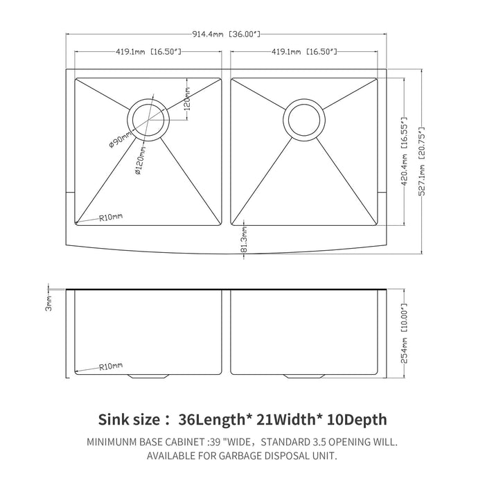 Double Bowl Farmhouse Sink / Stainless Steel Apron Front